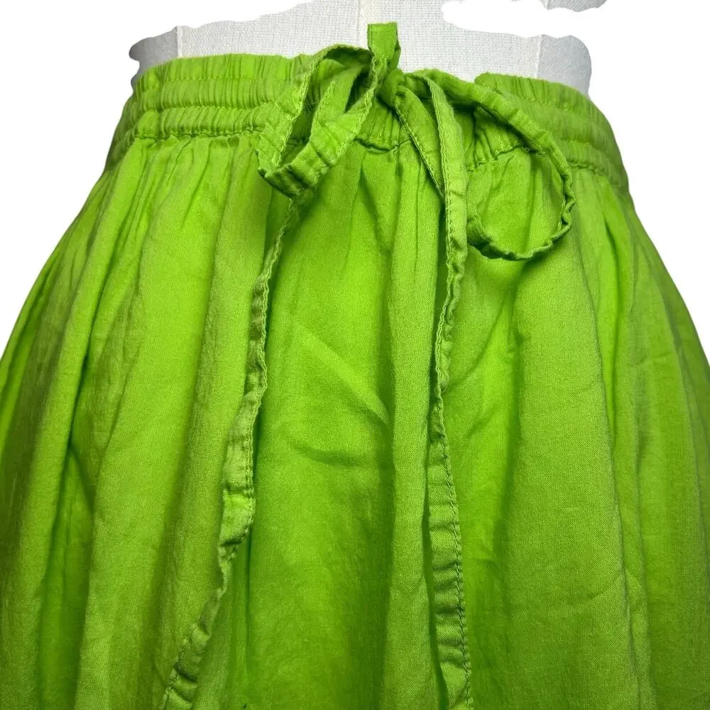 Green Ombre Broomstick L Maxi Skirt Sequin Embroidered Y2K Boho Fairy Grunge